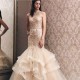 Elegant Mermaid Light Champagne Tulle High Neck Beading Prom Party Gowns| Evening Dress