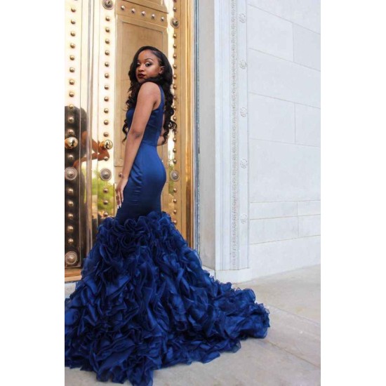 V-Neck Prom Party Gowns| Ruffles Mermaid Evening Dress