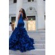 V-Neck Prom Party Gowns| Ruffles Mermaid Evening Dress