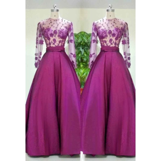 Gorgeous Long Sleeves Evening Dress Appliques Beadings