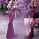 Off-the-Shoulder Formal Evening Dress Beads Appliques Mermaid Prom Party Gowns with Gold Belt