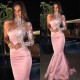 One-Shoulder Gorgeous High-Neck Mermaid Lace Evening Dress