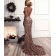 Chic V-Neck Mermaid Prom Party Gowns| Sequins Long Evening Dress