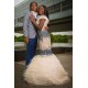 Fluffy Beading Evening Gowns Fur Cap Sleeve Prom Gown
