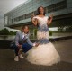 Fluffy Beading Evening Gowns Fur Cap Sleeve Prom Gown