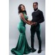 Chic Sleeveless Slim Mermaid Evening Gowns Satin Floor Length Dress