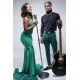 Chic Sleeveless Slim Mermaid Evening Gowns Satin Floor Length Dress