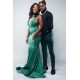 Chic Sleeveless Slim Mermaid Evening Gowns Satin Floor Length Dress
