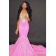 Chic Halter Mermaid Evening Gowns Backless Prom Party Gowns