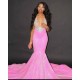 Chic Halter Mermaid Evening Gowns Backless Prom Party Gowns