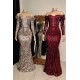 Strapless Sweetheart Sequins Floor Length Mermaid Evening Dresses with Sleeves