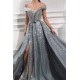 Charming Sequins Off-the-Shoulder Sleeveless Sweetheart Front Slit Shinny Long Prom Dress