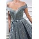 Charming Sequins Off-the-Shoulder Sleeveless Sweetheart Front Slit Shinny Long Prom Dress