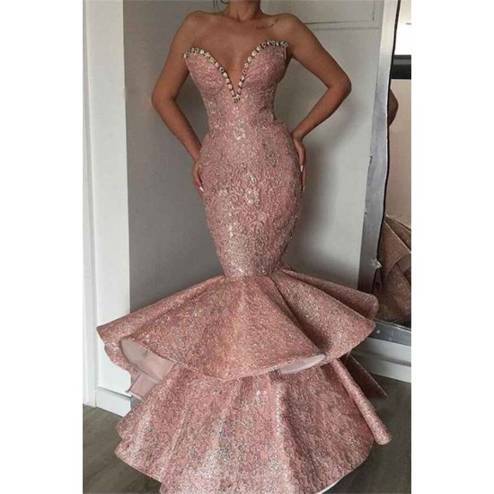 Luxurious Mermaid Sweetheart Crystal Prom Dresses Evening Gowns