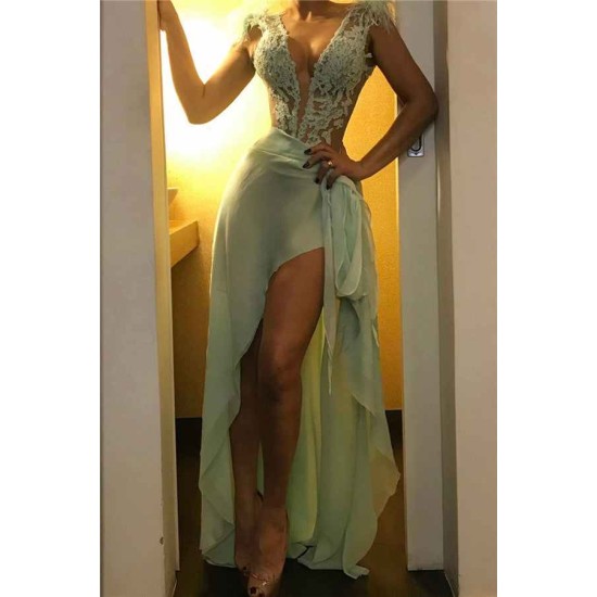 Lace Straps Evening Dresses Gorgeous Sheer Party Gowns