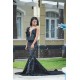 Chic Mermaid Deep V-neck Sleeveless Ruffles Appliques Prom Dresses Chic Long Evening Dresses With Chapel Train