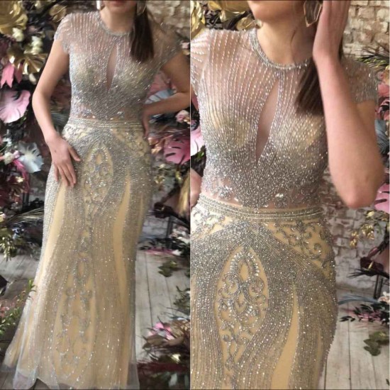Luxurious Mermaid Halter Rhinestones Prom Party Gowns with Tassel Sparkle Formal Evening Dresses