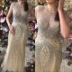 Luxurious Mermaid Halter Rhinestones Prom Party Gowns with Tassel Sparkle Formal Evening Dresses