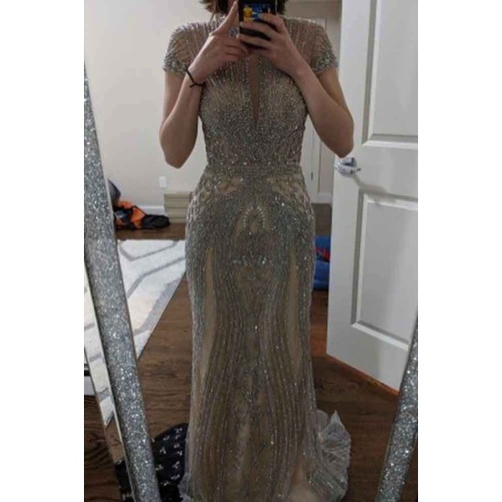Luxurious Mermaid Halter Rhinestones Prom Party Gowns with Tassel Sparkle Formal Evening Dresses
