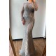 Luxurious Mermaid Halter Rhinestones Prom Party Gowns with Tassel Sparkle Formal Evening Dresses