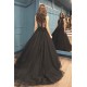 High Neck Black Tulle Chic Prom Dresses New Arrival Sleeveless Beads Sequins Evening Gowns