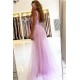 Straps A-line Lace V-neck Evening Dresses Floor Length Party Gowns