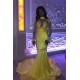 Amazing High Neck Beads Appliques Prom Dresses Fit and Flare Sheer Tulle Elegant Evening Gowns