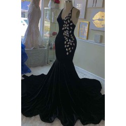 Gorgeous V-neck Spaghetti Sleeveless Crystal Beading Mermaid Formal Dresses