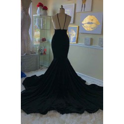 Gorgeous V-neck Spaghetti Sleeveless Crystal Beading Mermaid Formal Dresses