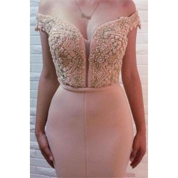 Mermaid Off-the-Shoulder Chic Beaded Prom Dresses Evening Gowns Long On Sale
