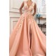 Gorgeous Straps V-Neck Flower Appliques A-Line Prom Party Gowns