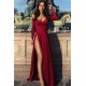 Charming Off-the-Shoulder V-Neck Long Sleevess Front Slipt Prom Party Gowns