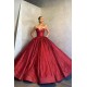 Charming Sweetheart Aline Prom Party GownsBurgundy Glitter Evening Gown