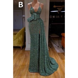 Glitter Off-the-Shoulder Slim Mermaid Prom Party GownsSleeveless Mermaid Evening Gowns