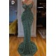 Glitter Off-the-Shoulder Slim Mermaid Prom Party GownsSleeveless Mermaid Evening Gowns