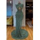 Glitter Off-the-Shoulder Slim Mermaid Prom Party GownsSleeveless Mermaid Evening Gowns