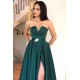 A-line Strapless Backless Floor Length Evening Dress Chic Side Slit Party Dresses