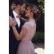 Special High Neck Tassel Beading Cap Sleeves Princess Prom Dresses Blushing Pink Evening Gowns