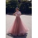 Special High Neck Tassel Beading Cap Sleeves Princess Prom Dresses Blushing Pink Evening Gowns