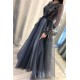 Trendy A-Line Tulle Evening Dresses Long Sleevess Applqiues Affordable Prom Dresses