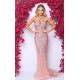 Pink Sleeveless Mermaid Evening Dresses On Sale Chic Crystals Side Slit Prom Party Gowns