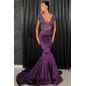Chic V-Neck Short Sleeves Evening Dresses Mermaid Beadings Long Formal Dresses