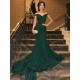 Gorgeous One-shoulder Applique Prom Dresses Long Sleevess Side Slit Chic Evening Dresses with Belt