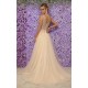 Chic V-Neck Sleeveless Long Evening Dresses Tulle Crystals Side Slit Prom Party Gowns