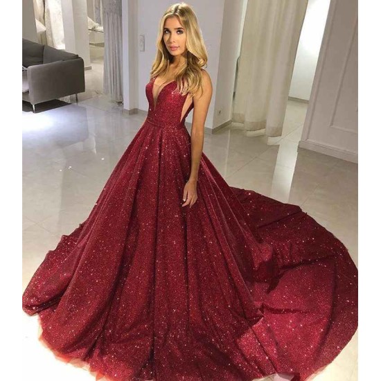 Elegant A-Line Straps Sleeveless V-Neck Floor-Length Prom Party Gowns
