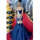 Chic Navy Blue Mermaid Prom Dresses High Neck Appliques Evening Dresses
