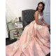 Gorgeous Pink Applique Straps Prom Dresses Ruffle Sleeveless Chic Evening Dresses