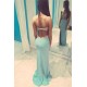 Simple Shining Sequins Applique Prom Dresses Side slit Mermaid Sleeveless Chic Evening Dresses