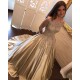 A-Line Evening Dresses Bateau Neck Long Sleevess Lace Appliques Prom Dresses