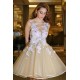 Gorgeous A-Line Flowers Homecoming Dresses Sleeveless Open Back Short Hoco Dress